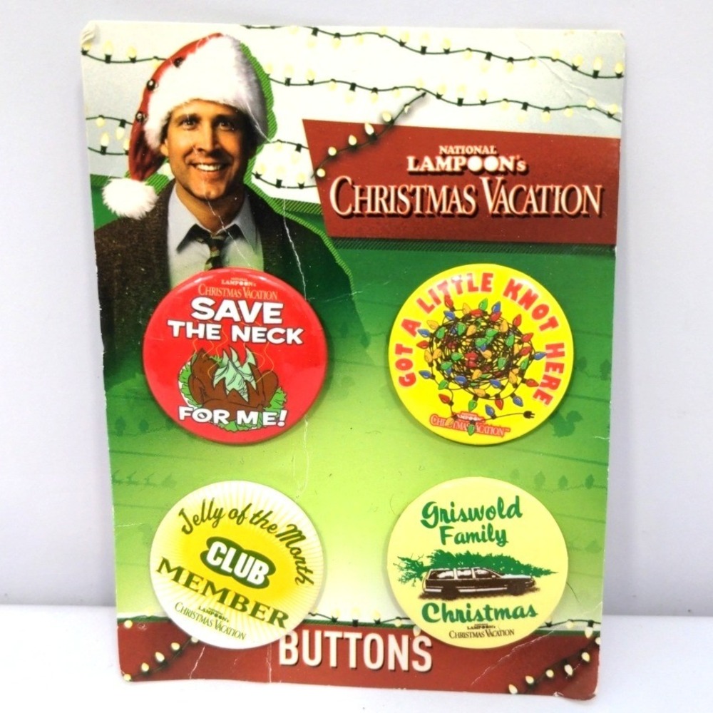 2019 National Lampoons Christmas Vacation 4 Button Pin Set Griswold Movie Promo